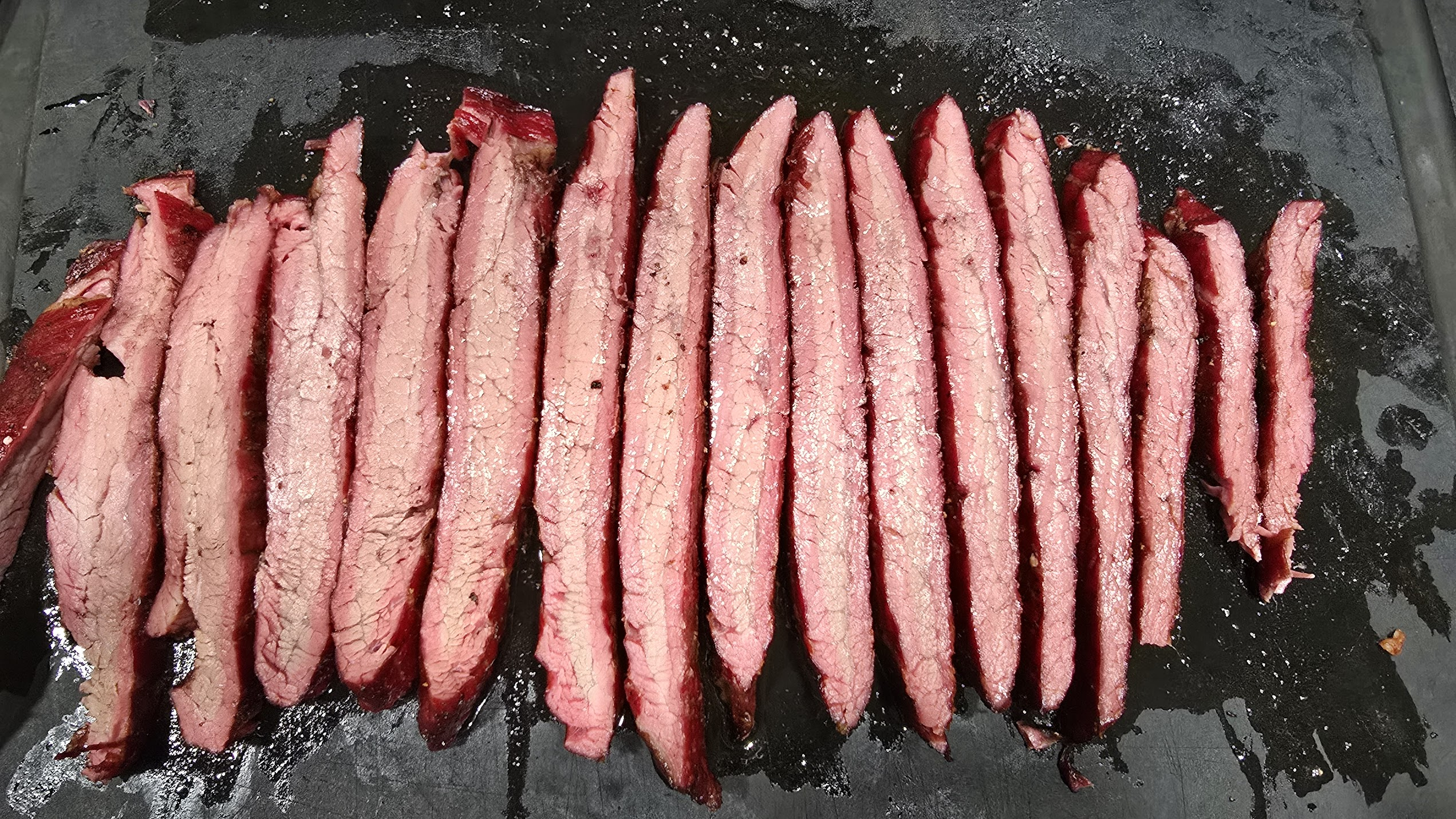 Flank steak on a prep surface